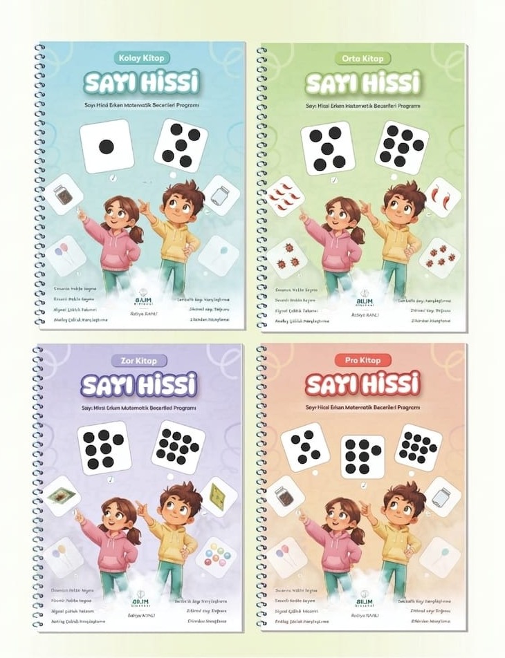 Sayı Hissi kitap seti: Kolay, Orta, Zor ve Pro kitapların kapakları